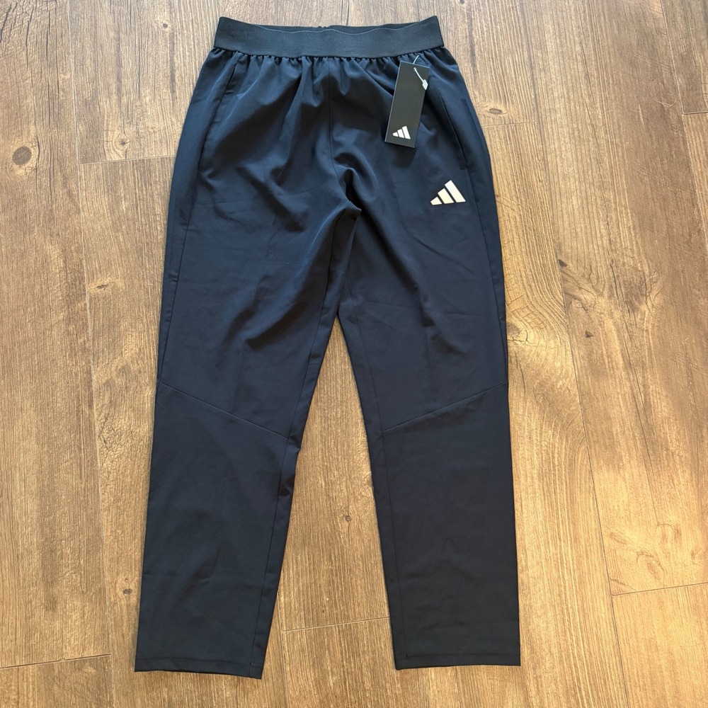 Adidas Training Pants Womens Medium M 10/12 Black Stretch Woven Regular Fit